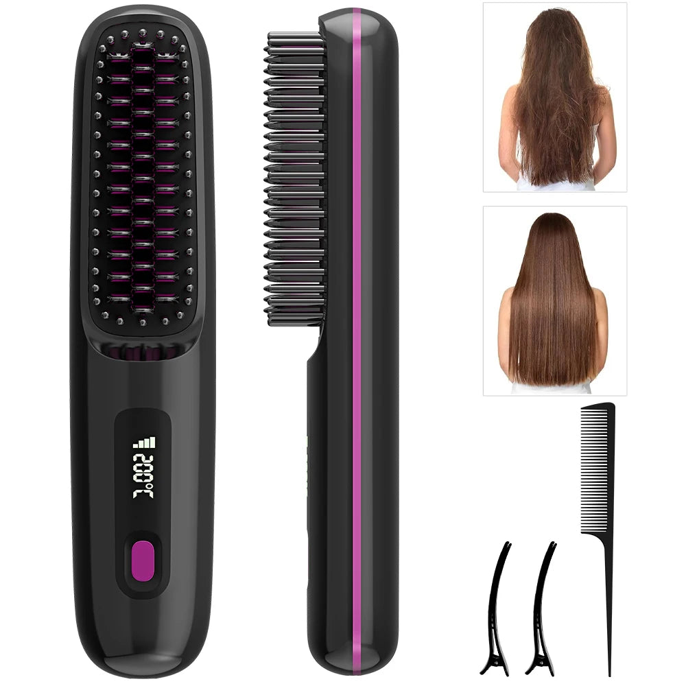 Cordless Ionic Hair Straightener Brush