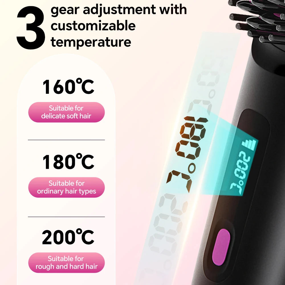 Cordless Ionic Hair Straightener Brush