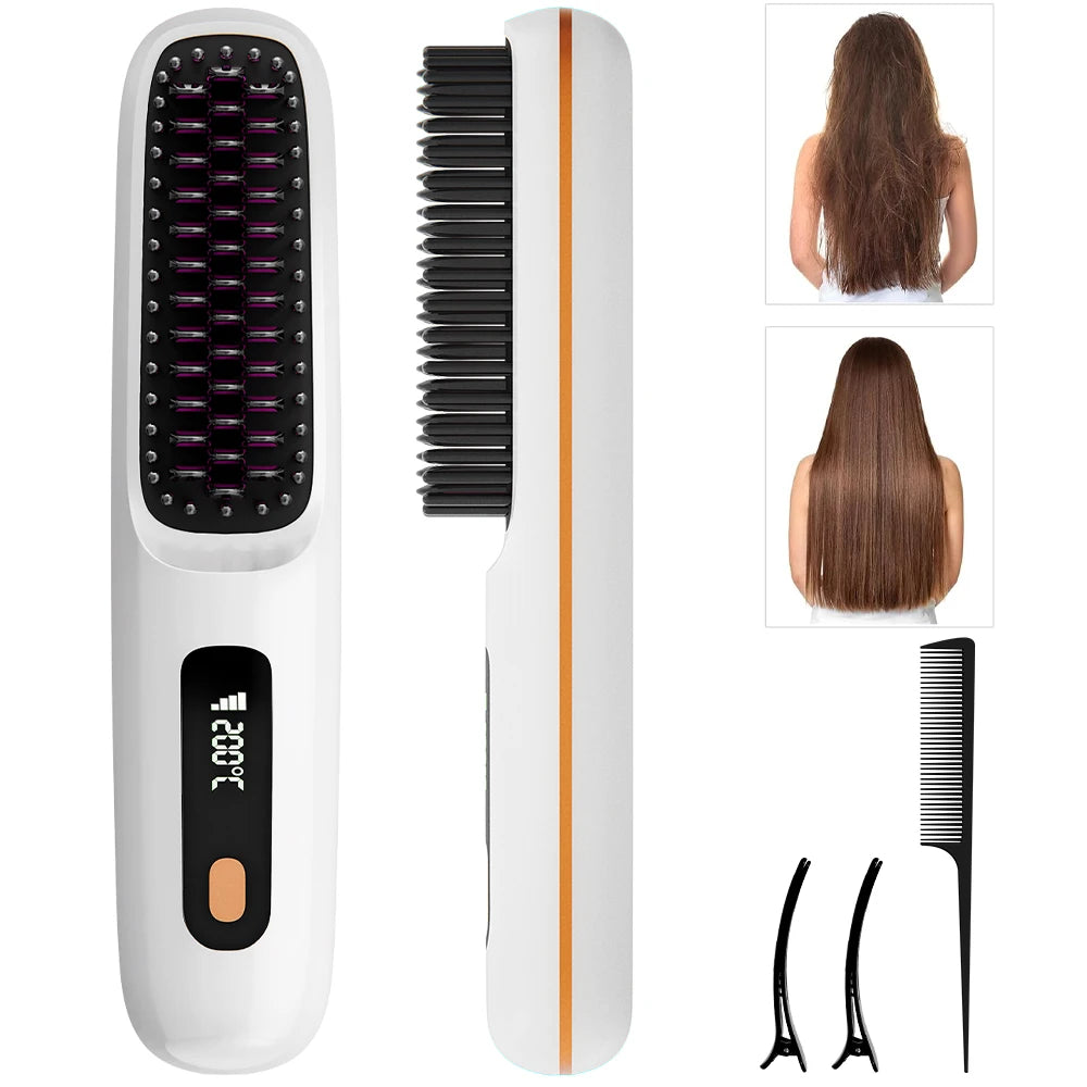 Cordless Ionic Hair Straightener Brush