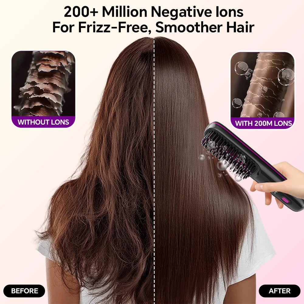 Cordless Ionic Hair Straightener Brush