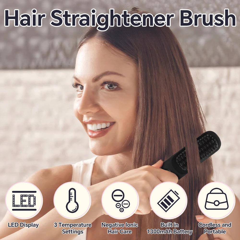Cordless Ionic Hair Straightener Brush