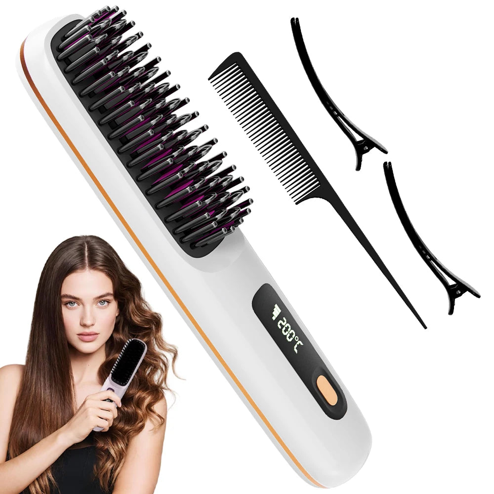 Cordless Ionic Hair Straightener Brush